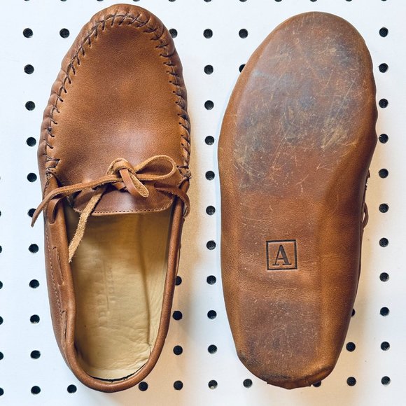 Adelante Made to Order Leather Moccasin Tan Caramel Size 8.5 Very Wide - Picture 2 of 8